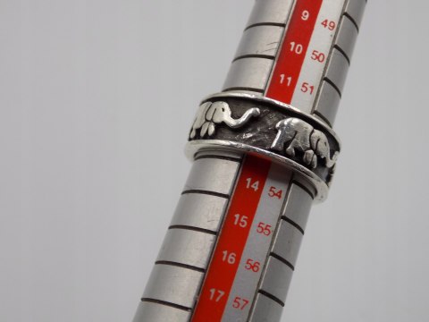 Stary srebrny piękny pierścionek obrączka SŁONIE roz. 12/13 srebro VINTAGE