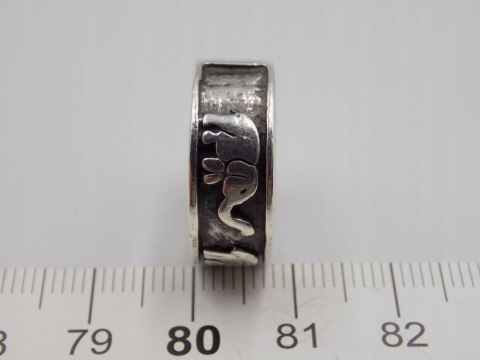 Stary srebrny piękny pierścionek obrączka SŁONIE roz. 12/13 srebro VINTAGE