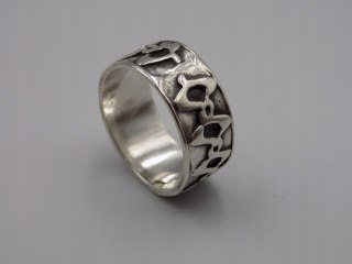 Stary srebrny piękny pierścionek obrączka WZOREK roz. 13/14 srebro VINTAGE