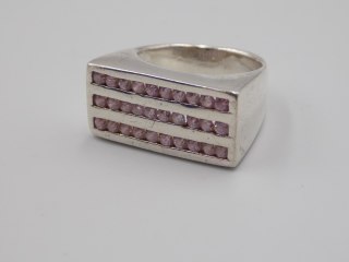 Stary, srebrny,pierścionek CYRKONIE roz. 15/16 srebro 925 VINTAGE biżuteria