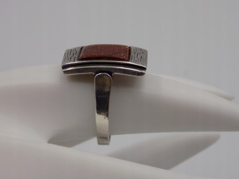 Stary, srebrny, pierścionek PIASEK PUSTYNI roz. 14 srebro VINTAGE biżuteria