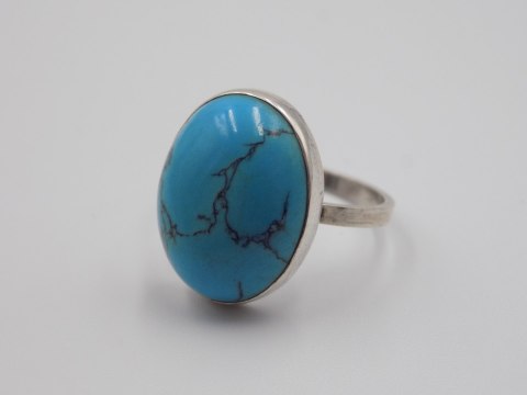 Stary, srebrny, pierścionek TURKUS roz. 16 srebro 925 VINTAGE biżuteria