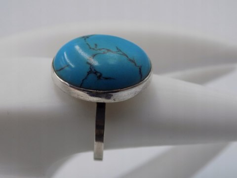 Stary, srebrny, pierścionek TURKUS roz. 16 srebro 925 VINTAGE biżuteria