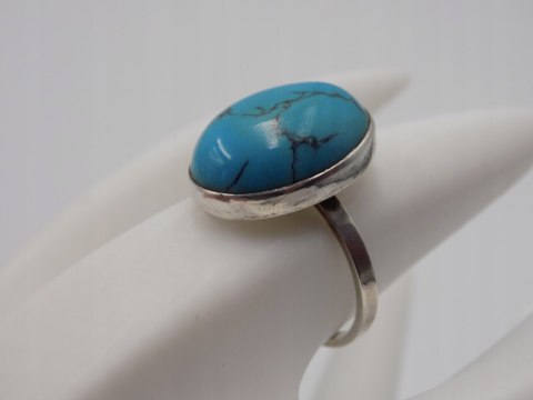 Stary, srebrny, pierścionek TURKUS roz. 16 srebro 925 VINTAGE biżuteria