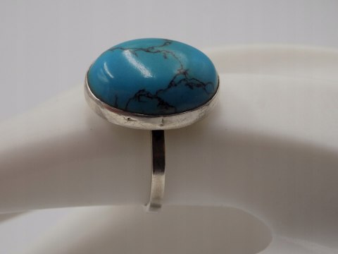 Stary, srebrny, pierścionek TURKUS roz. 16 srebro 925 VINTAGE biżuteria