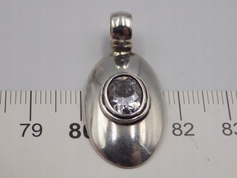 Stary, srebrny, wisiorek / zawieszka CYRKONIA srebro 925 VINTAGE biżuteria