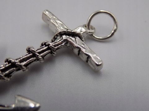 Stary, srebrny, wisiorek / zawieszka KOTWICA srebro VINTAGE biżuteria