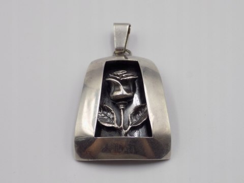 Stary, srebrny, wisiorek / zawieszka RÓŻA srebro 925 VINTAGE biżuteria