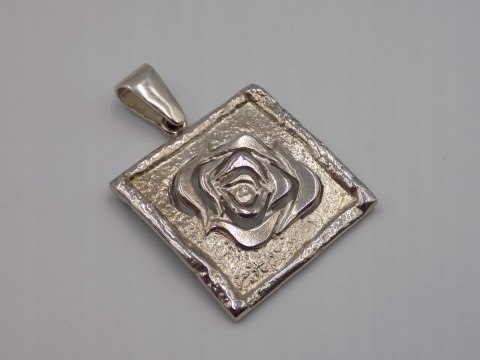 Stary, srebrny, wisiorek / zawieszka RÓŻA srebro 925 VINTAGE biżuteria