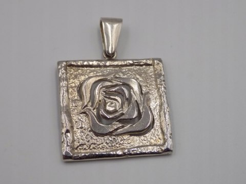 Stary, srebrny, wisiorek / zawieszka RÓŻA srebro 925 VINTAGE biżuteria