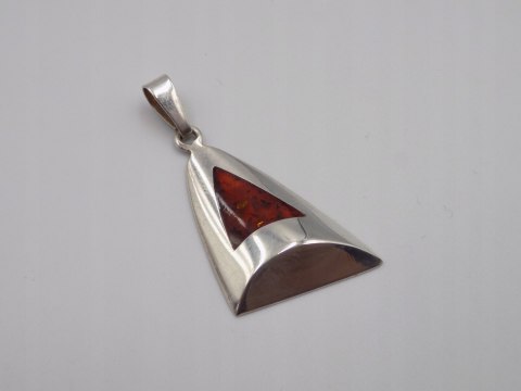 Stary, srebrny wisiorek/zawieszka BURSZTYN srebro 925 VINTAGE biżuteria