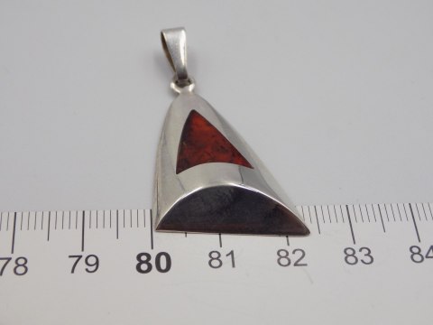 Stary, srebrny wisiorek/zawieszka BURSZTYN srebro 925 VINTAGE biżuteria