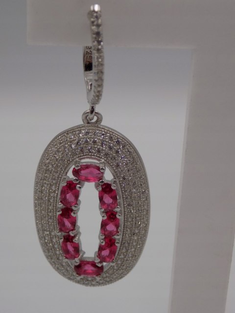 Bajeczne, srebrne, damskie kolczyki CYRKONIE róż - srebro 925 - biżuteria