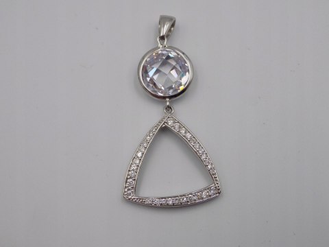 Bajeczny, duży, damski, srebrny wisiorek / zawieszka CYRKONIE - srebro 925