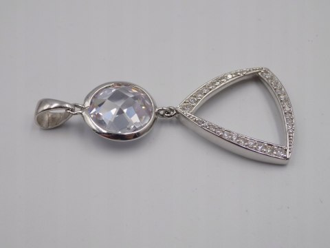 Bajeczny, duży, damski, srebrny wisiorek / zawieszka CYRKONIE - srebro 925