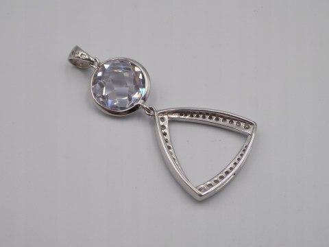 Bajeczny, duży, damski, srebrny wisiorek / zawieszka CYRKONIE - srebro 925