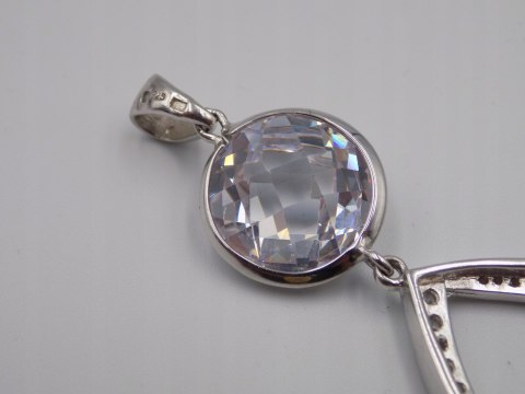 Bajeczny, duży, damski, srebrny wisiorek / zawieszka CYRKONIE - srebro 925