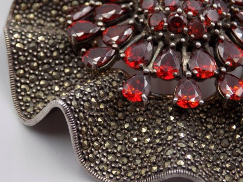 Bajeczny, duży, damski, srebrny wisiorek / zawieszka CYRKONIE - srebro 925