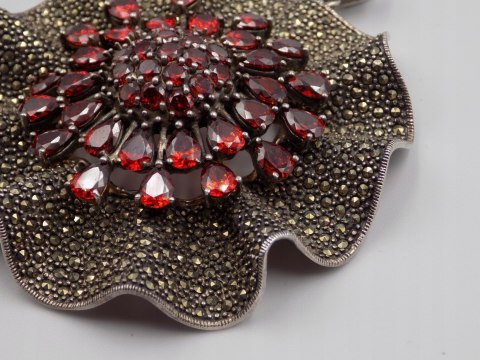 Bajeczny, duży, damski, srebrny wisiorek / zawieszka CYRKONIE - srebro 925