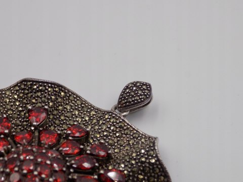 Bajeczny, duży, damski, srebrny wisiorek / zawieszka CYRKONIE - srebro 925