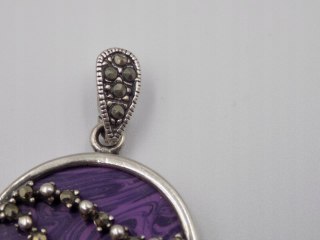 Damski srebrny wisiorek, zawieszka - czaroit + markazyty - srebro 925