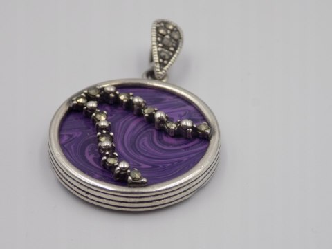 Damski srebrny wisiorek, zawieszka - czaroit + markazyty - srebro 925