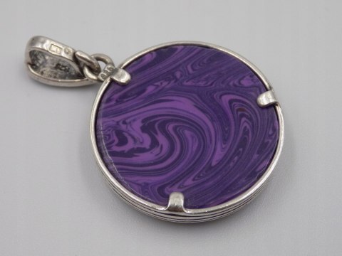 Damski srebrny wisiorek, zawieszka - czaroit + markazyty - srebro 925