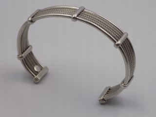 Piękna, damska, srebrna bransoletka BANGLA otwarta LISI OGON - srebro 925