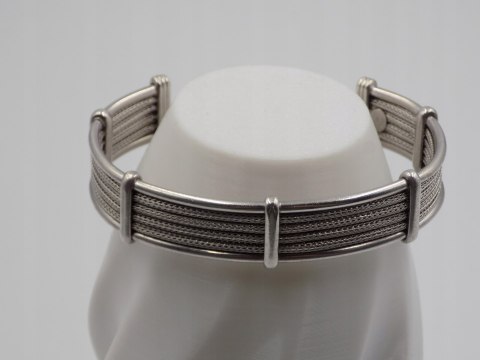 Piękna, damska, srebrna bransoletka BANGLA otwarta LISI OGON - srebro 925