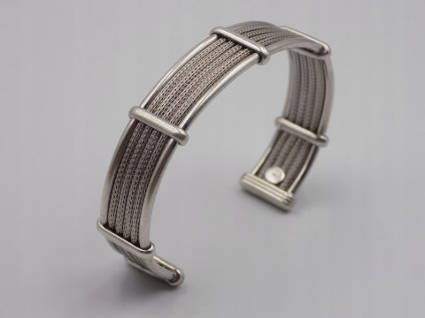 Piękna, damska, srebrna bransoletka BANGLA otwarta LISI OGON - srebro 925