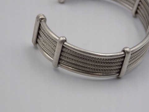 Piękna, damska, srebrna bransoletka BANGLA otwarta LISI OGON - srebro 925