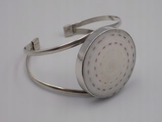 Piękna, damska, srebrna bransoletka BANGLA otwarta MUSZLA - srebro 925