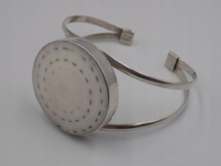 Piękna, damska, srebrna bransoletka BANGLA otwarta MUSZLA - srebro 925