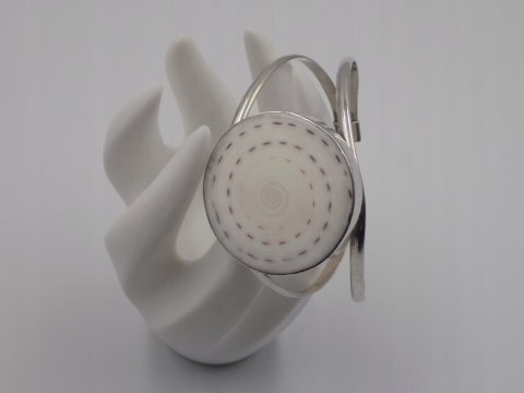 Piękna, damska, srebrna bransoletka BANGLA otwarta MUSZLA - srebro 925