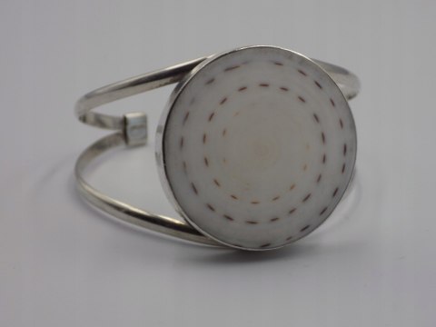 Piękna, damska, srebrna bransoletka BANGLA otwarta MUSZLA - srebro 925