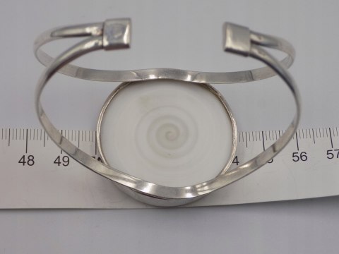 Piękna, damska, srebrna bransoletka BANGLA otwarta MUSZLA - srebro 925