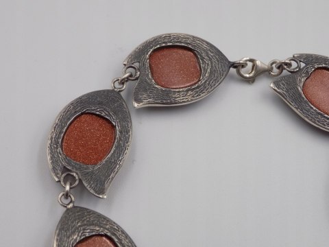 Piękna, damska, srebrna bransoletka PIASEK PUSTYNI srebro 925 oksyda