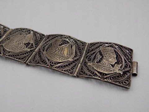Piękna, damska, stara, srebrna bransoletka FILIGRAN EGIPT - srebro VINTAGE
