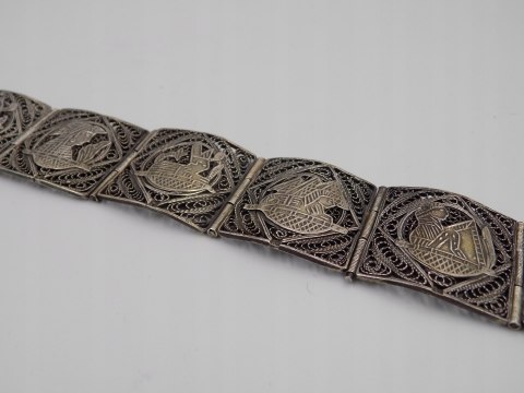 Piękna, damska, stara, srebrna bransoletka FILIGRAN EGIPT - srebro VINTAGE