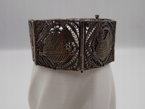 Piękna, damska, stara, srebrna bransoletka FILIGRAN EGIPT - srebro VINTAGE