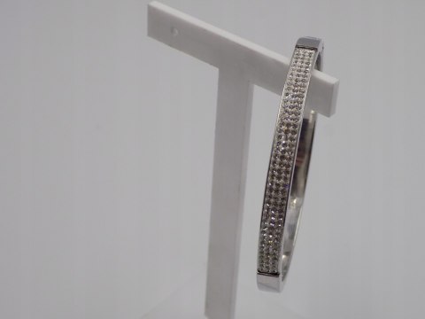 Piękna, srebrna, damska, bransoletka - BANGLA - KOŁO otwierane - cyrkonie