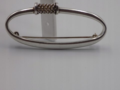 Piękna, stara, damska, duża, srebrna broszka - srebro 925 - VINTAGE