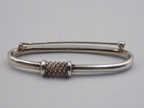 Piękna, stara, damska, duża, srebrna broszka - srebro 925 - VINTAGE