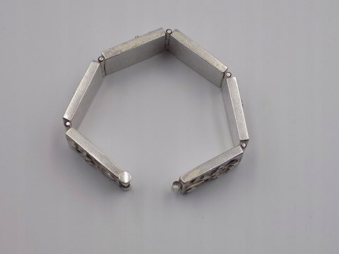 Piękna, stara, damska, srebrna bransoletka WZORKI, PROSTOKĄTY - srebro 925