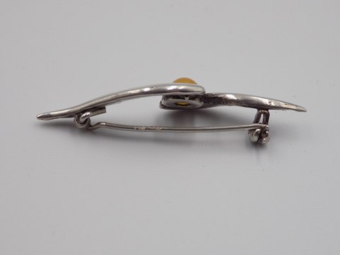 Piękna, stara, damska, srebrna broszka - BURSZTYN srebro VINTAGE biżuteria