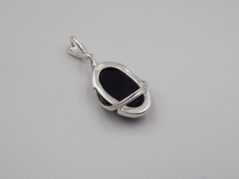 Piękny, damski, srebrny wisiorek / zawieszka ONYKS - srebro - biżuteria