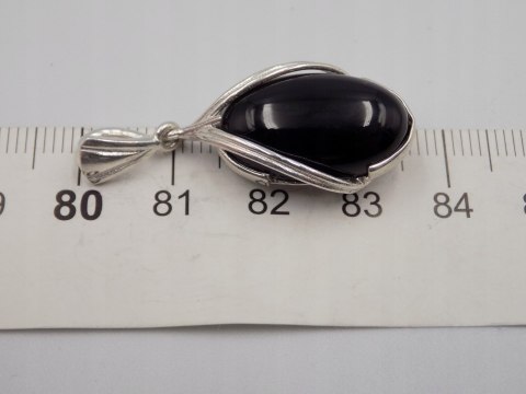 Piękny, damski, srebrny wisiorek / zawieszka ONYKS - srebro - biżuteria