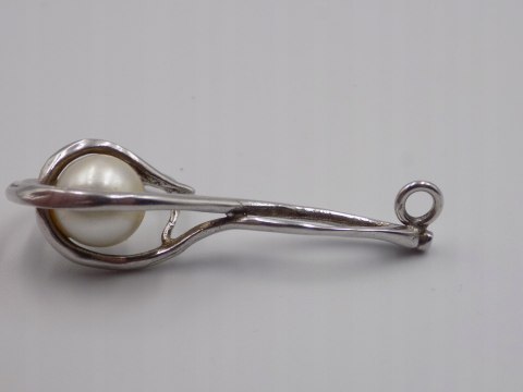 Piękny, damski srebrny wisiorek / zawieszka - PERŁA - srebro