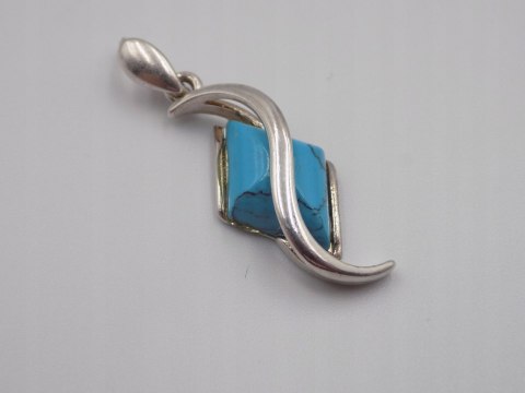 Piękny, damski, srebrny wisiorek / zawieszka TURKUS srebro - biżuteria