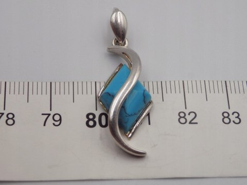 Piękny, damski, srebrny wisiorek / zawieszka TURKUS srebro - biżuteria